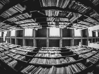 mirror image of bookcase